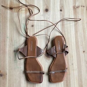 Jeffrey Campbell Genuine Leather Lace-Up Sandals 8
